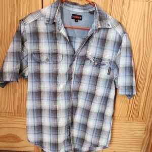 Wolverine Men's Casual Blue And Gray Plaid Shirt